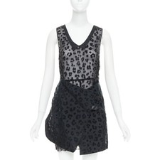 Vestido TOGA ARCHIVES preto viscose seda pura leopardo flocando vaca com cinto JP1 S comprar usado  Enviando para Brazil