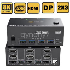 Monitor triplo DP/HDMI USB 3.0 KVM switch 8K@60Hz KVM switcher para 2 computadores comprar usado  Enviando para Brazil