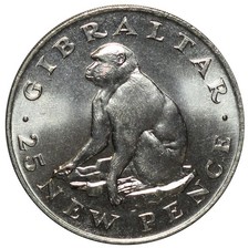 1971 GIBILTERRA 25 NEW PENCE ELISABETTA II MACACO DI BARBERIA MF131397 comprar usado 1971 GIBILTERRA 25 NEW PENCE ELISABETTA II MACACO DI BARBERIA MF131397 comprar usado  Enviando para Brazil