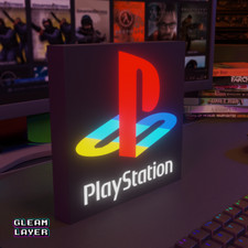 Placa de luz PlayStation retrô preta logotipo LED para jogos caixa de luz RGB comprar usado  Enviando para Brazil
