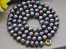 Colar de pérolas de água doce preto pavão natural genuíno 14-100" 7-8mm comprar usado  Enviando para Brazil