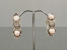 Brincos de argola de prata esterlina com flor de opala rosa esculpida artesanalmente, usado comprar usado  Enviando para Brazil