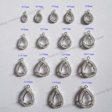 Usado, Pingente/brinco de prata esterlina pré-entalhado configurações cabochão pera pendurada 4 pinos comprar usado  Enviando para Brazil
