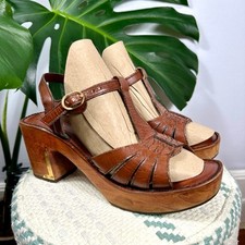 Sandálias plataforma vintage anos 70 QualiCraft Caswalter madeira tamanho 7B couro retrô  comprar usado  Enviando para Brazil
