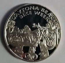 Moeda redonda de prata fina 2003 Daytona Beach Bike Week 1 oz .999 comprar usado  Enviando para Brazil