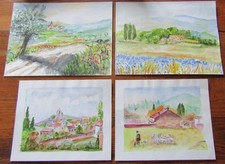 Ensemble quatres aquarelles d'occasion  Matignon