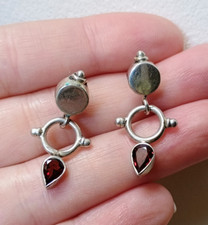 Silver garnet earrings for sale  LONDON