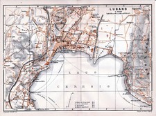 Lugano 1906 picc. pianta città + mappa orig. Paradiso Cassarate Licco Maroggia, usado comprar usado  Enviando para Brazil