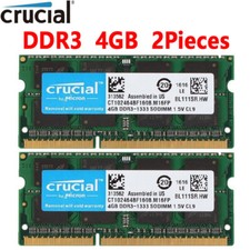 Crucial 8GB KIT 2X 4GB DDR3 1333MHz PC3 10600S Laptop 204Pin Memória RAM SODIMM comprar usado  Enviando para Brazil