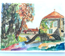 Paysage dordogne aquarelle d'occasion  Chancelade
