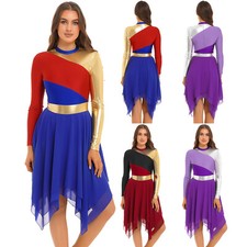 As Mulheres Litúrgico louvem Dança venerar Vestido Lírica Metálico Vestidos De Bloco De Cor comprar usado  Enviando para Brazil