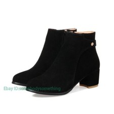Botas de escritório clássicas femininas casuais salto médio robusto biqueira redonda tornozelo comprar usado  Enviando para Brazil
