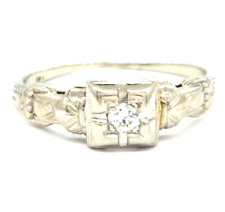 Usado, Antigo Art Deco 18k Ouro Branco Diamante Europeu Anel de Noivado Solitário $1200 comprar usado  Enviando para Brazil