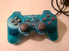 Controle com fio Sony PlayStation 2 PS2 Dual Shock fabricante de equipamento original verde-azulado esmeralda transparente comprar usado  Enviando para Brazil