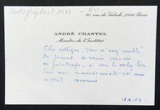 André Chastel, Art Historian - Autographed Business Card, 1989 comprar usado  Enviando para Brazil