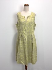 Vestido feminino basco 14 XL amarelo cinza texturizado ajuste alargamento noite escritório negócios comprar usado  Enviando para Brazil