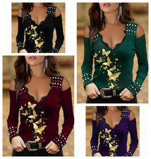 Blusa plus size feminina sexy camiseta manga longa gola V blusa P-3XL, usado comprar usado  Enviando para Brazil