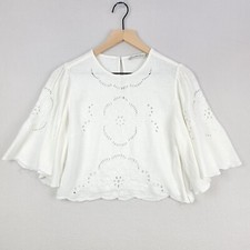 Blusa Abercrombie & Fitch Feminina Pequena Mistura de Linho Branco Detalhe de Ilhós Cropped comprar usado  Enviando para Brazil