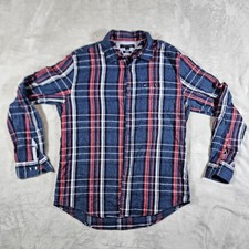 Linda camisa slim fit manga longa xadrez vermelha/marinha ousada Tommy Hilfiger grande comprar usado  Enviando para Brazil