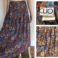 Saia Midi Plissada Cintura Gota CLIO Antiga Tamanho 10 Boho Camponesa Colorida Excelente Estado Usado comprar usado  Enviando para Brazil
