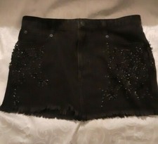 Mini-saia jeans feminina Free People preta strass desgastada tamanho 4, usado comprar usado  Enviando para Brazil