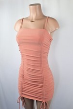 Mini vestido feminino moda boutique rosa franzido sexy clube/festa comprar usado  Enviando para Brazil