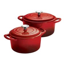 Forno holandês de ferro fundido esmaltado Tramontina, pacote com 2 vermelho 3,5 qt 5,5 qt, usado comprar usado  Enviando para Brazil