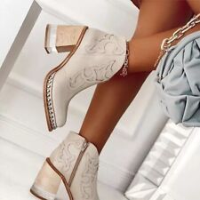 Botas da moda bordadas femininas rebite Welt acrílico cristal salto alto tornozelo bota, usado comprar usado  Enviando para Brazil