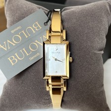 Relógio feminino BULOVA meia pulseira diamante ouro 18 mm aço inoxidável 96P209 MSRP: US$ 350 comprar usado  Enviando para Brazil