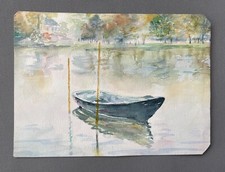 Barque rivière aquarelle d'occasion  Artigues-près-Bordeaux