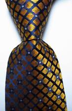 Usado, Nova gravata masculina de seda xadrez clássico ouro azul branco tecido jacquard comprar usado  Enviando para Brazil