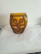 Lanterna de vidro laranja Halloween jack o metal enjaulado abóbora lanterna votiva 6” comprar usado  Enviando para Brazil