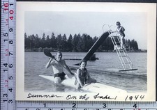 Summer Lake Water Canoa Paddle Sliding Board Fun BW Photo Snapshot comprar usado  Enviando para Brazil