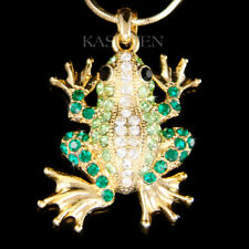 ~Green Leap Frog Prince Toad feito com cristal Swarovski ouro colar T joia comprar usado  Enviando para Brazil