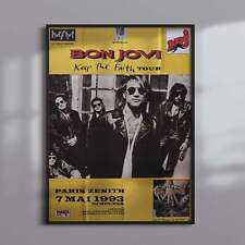 Affiche Vintage Originale - Bon Jovi - "Keep The Faith" Tour , Zénith - 1993 comprar usado  Enviando para Brazil