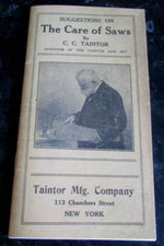 SUGESTIONS ON THE CARE OF SAWS (1908) - Reprint of 2013 - C. Taintor USA  - PB na sprzedaż  Wysyłka do Poland