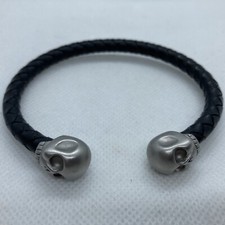Pulseira punk masculina couro torção corda preta inox, usado comprar usado  Enviando para Brazil