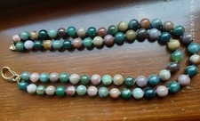 Używany,  COLLANA VINTAGE DUE FILI PIETRE DURE AGATE VERDE OCRA CHIUS.ARGENTO 925 DORATO na sprzedaż  Wysyłka do Poland