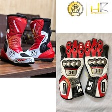 NOVO SAPATO/BOTA DE COURO PARA CORRIDA DE MOTOCICLETA KAWASAKI COM LUVAS comprar usado  Enviando para Brazil