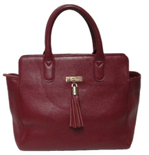 Bolsa satchel Onna Ehrlich couro bolsa com zíper borla superior vermelha seixo limpo, usado comprar usado  Enviando para Brazil
