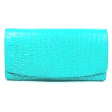 Nova Bolsa Carteira Feminina de Couro de Crocodilo Genuíno Verde Turquesa Tripla comprar usado Nova Bolsa Carteira Feminina de Couro de Crocodilo Genuíno Verde Turquesa Tripla comprar usado  Enviando para Brazil
