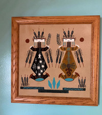 Pintura em areia assinada por Navajo mãe terra pai céu 14 x 14 comprar usado  Enviando para Brazil