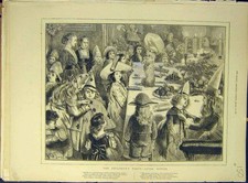 Estampa antiga original 1873 festa infantil jogos de ceia arte fina vitoriana comprar usado  Enviando para Brazil