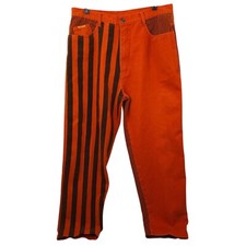 Jeans Paco Cores Masculino 36 Vintage Anos 90 Y2K Laranja Listra Preta Perna Cônica Denim, usado comprar usado  Enviando para Brazil