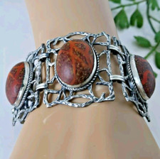 Pulseira de pedra cabochão vintage prata esterlina Van Dell grande comprar usado  Enviando para Brazil