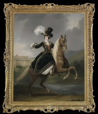 Pintura a óleo antiga mestre-arte mulher nobre menina cavalo em tela 30x40 comprar usado  Enviando para Brazil