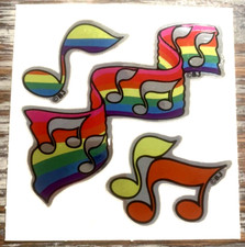 Vintage Anos 80 Notas Musicais Vending Mylar Foil - Adesivo Decalques BJ - Grande 3" comprar usado  Enviando para Brazil