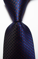 Usado, Nova gravata masculina de seda xadrez clássica azul escuro vermelho tecido jacquard comprar usado  Enviando para Brazil