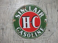 Placa de metal porcelana Sinclair HC gasolina esmalte tamanho 6 polegadas redonda comprar usado  Enviando para Brazil