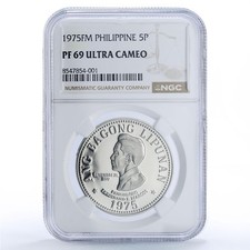 Moeda Filipinas 5 piso República Cunhagem Nova Sociedade Marcos PF69 NGC CuNi 1975 comprar usado Moeda Filipinas 5 piso República Cunhagem Nova Sociedade Marcos PF69 NGC CuNi 1975 comprar usado  Enviando para Brazil